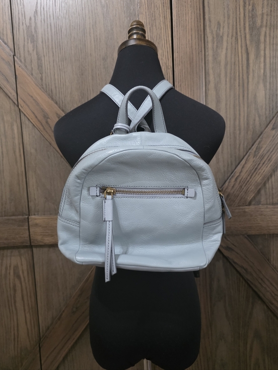Fossil Handbags - Fossil Pale Blue Leather Mini Backpack with Gold Accents